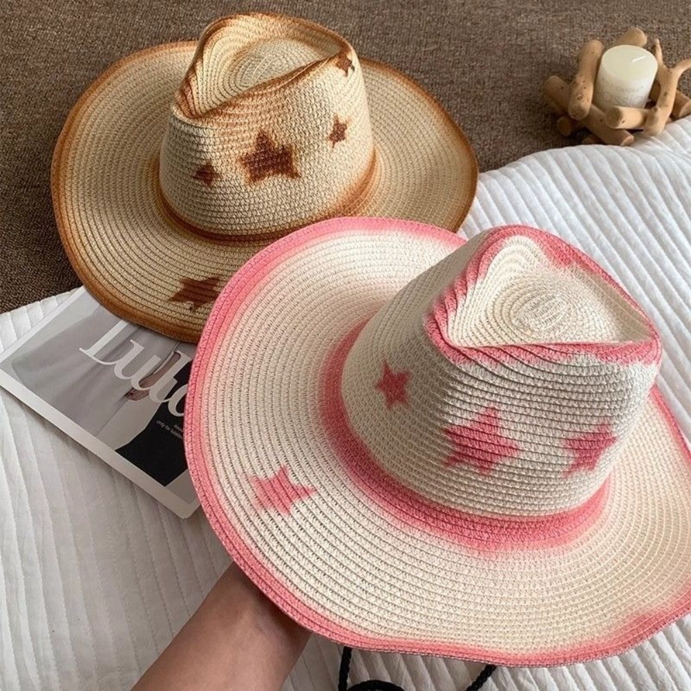 Cowboy Hat Straw - Nefes Alabilen Batı Kovboy Şapkası Geniş