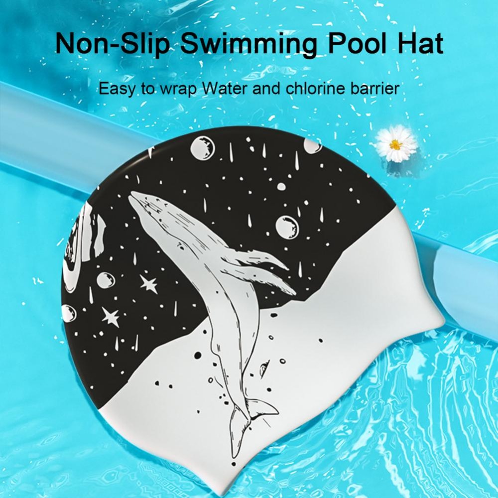 Swim Hat Silicone - Çok Sıkı Değil Çift Taraflı Baskılı