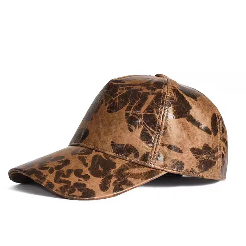 Baseball Cap Structured - Harfli Baskılı Deri Beyzbol Şapkaları Erkek