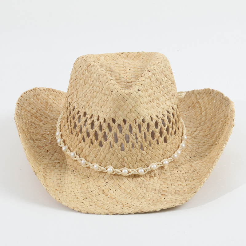 Cowboy Hat Straw - Unisex Yeni Kovboy Hasır Şapka Oymalı